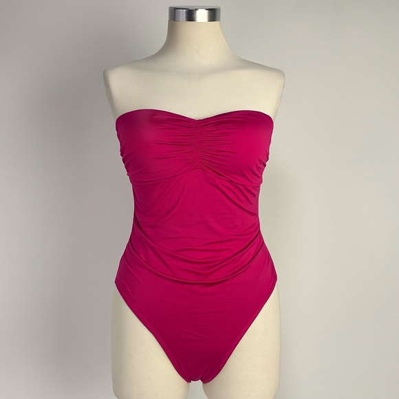 La Blanca Pink Strapless One-Piece Swimsuit Size 8 - Picture 1 of 6